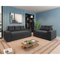 Conjunto Sofá 3 e 2 Lugares Suede Chamego Flash - Cinza