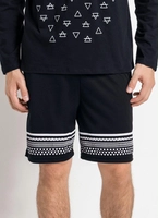 Moda Pop - Bermuda Preta com Estampa e Elástico na Cintura