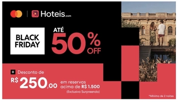(Mastercard Supreenda)Cupom de 250,00 acima de 1500,00 em reservas de hotéis