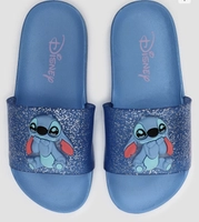 Chinelo infantil slide Stitch com glitter azul | Grendene