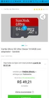Cartão micro SD 64GB