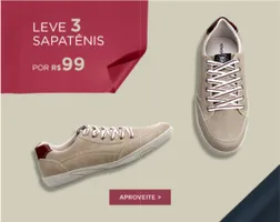 3 sapatênis por R$ 99