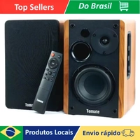 [Do Brasil] Alto-Falante Tomate MTS-2026 com bluetooth preto detalhe de madeira 110v/220v
