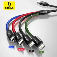 Cabo 3 em 1 Baseus USB Tipo-C / Lightning / Micro p/ Samsung, Xiaomi e iPhone