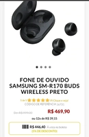 Fone de ouvido Samsung Galaxy Buds Preto | R$470