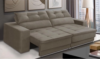 (Com Cashback Pelando R$700,06) Sofá Retrátil e Reclinável 2 lugares 1,70m com Molas Emily Suede