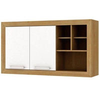 Armário Aéreo Duplo com Nicho de 120 cm Aspen Carvalho e Branco | R$261