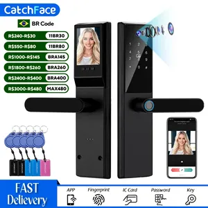 [Do Brasil/APP/Moedas R$334 ] Fechadura Digital Wi-Fi Impressão Digital Tuya Voz PT com Câmera Catchface