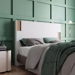 Cabeceira para Cama Box Casal e Queen Bartira Diplomata com Revestimento em Finish Foil - Branco/Avelã