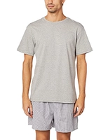 Duomo Pijama Conjunto de Camiseta e Shorts, Masculino, Cinza (Mescla), M e G
