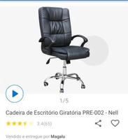 (APP Clube da Lu) Cadeira de Escritório Giratória PRE-002 - Nell