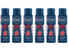 6 Unidades Desodorante Antitranspirante Aerossol Nivea - Dry Impact Masculino 150ml 