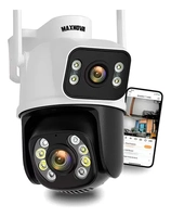 Camera De Segurança Ip Externa Wifi Dupla Lentes 2 Em 1 Visao Noturna Cor Branco com preto