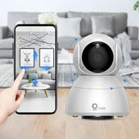 Xiaovv Q8 HD 1080P 360° Panoramic IP Camera Onvif Support Infrared Night Vision AI Mo-tion Detection Machine Panoramic Camera - R$94