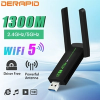 [Taxa Inclusa/Moedas] Adaptador WiFi 5 USB Dual Band 2.4/5Ghz 1300Mbps