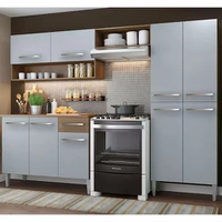 Armário de Cozinha Compacta Madesa Emilly Pop com Balcão - Rustic/Cinza