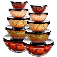 Conjunto Tigela Vidro Com Tampa 5 Peças 