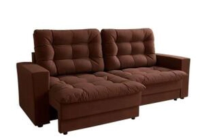 Sofá 3 Lugares Retrátil Lubeck Plush Suede Marrom | R$454