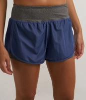 Short Runner Esportivo em Microfibra Texturizada com Cós Sobreposto Azul Escuro