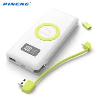 Carregador Portátil + Carregamento Rápido + Wireless Pineng PN888 10000mah Turbo QC 3.0