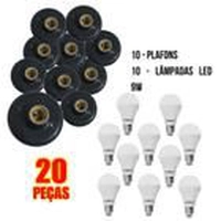 Kit 10 Plafons Pretos c/ 10 Lâmpadas LED 9W Fria