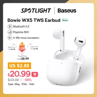 Fone De Ouvido WX5 Bluetooth 5.3 TWS 4 Mic Baseus 