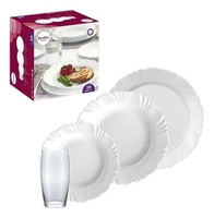 Aparelho De Jantar Pétala Opalite 16 Peças Duralex Nadir Cor Branco Liso