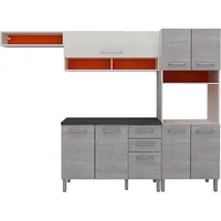 Cozinha Compacta Madesa Glamy Lux Branco/Morano 4 Peças: Paneleiro, Balcão, Aéreo e Armário Geladeira 300,00 300,00