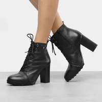 Bota Couro Coturno Bottero Salto Tratorado Feminina - Preto (nº 35 ao 39) - R$ 126