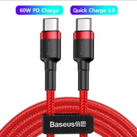 [APP/R$3,31 Moedas] Cabo Baseus 60w usb c para usb tipo c 2 metros