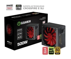 Fonte Gamer ATX 500W 80 Plus Bronze PFC Ativo BRAZILPC Bivolt 24 Pinos