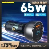Baseus 65W PPS Car Charger USB Tipo C Dual Port PD QC Carregador para Carro