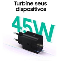 Carregador Rápido 45W com Cabo USB-C Preto