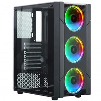 Gabinete Gamer SuperFrame Bastion, Mid Tower, RGB, Vidro Temperado, ATX, Black, Sem Fonte, Com 3 Fans, GLASS