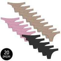 Kit com 20 Calcinhas Tanga La Maths Microfibra Confortável Premium 