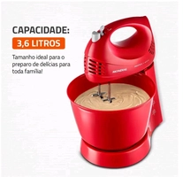 Batedeira Mondial Vermelha 400W Prática - B-44-R 3 Velocidades