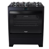 Fogão 5 Bocas Preto com Mesa de Vidro e Timer Digital Dako Supreme Black Glass Bivolt
