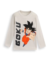 Blusa de algodão infantil manga longa goku cinza