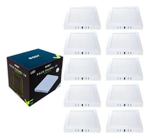 Kit 10 Plafon LED 18W 6500K Quadrado Sobrepor - Branco frio