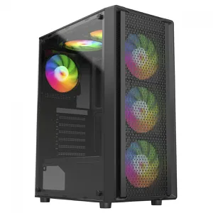 Gabinete Gamer Liketec Storm Mesh, Mid Tower, Vidro Temperado, ATX, Sem Fonte, Com 3 Fans Rainbow