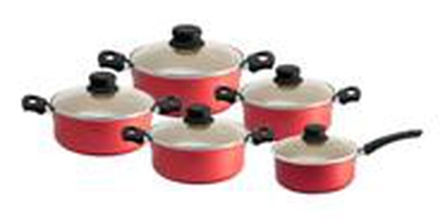 Conjunto De Panelas Antiaderente Vermelho 5 Peças Arnix