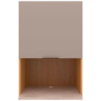 Armário Aéreo Bartira Cristal MDP 15mm com Nicho para Micro-ondas e 1 Porta - 60cm de largura - Lâmina Mel/Nude