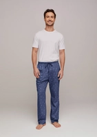 Calça Masculina Estampada Em Malha De Algodão - Azul Tamanho XG