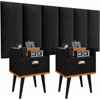 Conjunto Cabeceira Cama Casal 1,40 Com kit 2 Criado Quarto Milena (Branco - Bege)