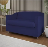 Sofá Namoradeira 2 Lugares Tilla em Suede - Azul Marinho