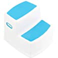 Banquinho de Banheiro 2 Degraus Azul, Kababy, Azul e Branco 