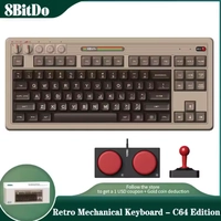 (Loja oficial no Brasil) Teclado mecânico retrô 8BitDo - C64 Editio Bluetooth, 2.4G sem fio e com fio 3 modos de conexão, para PC Windows 10 e Android