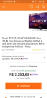 Smart TV LED LG 55" 55UK6530 Ultra HD 4k  - R$2.449