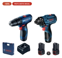 Furadeira Parafusadeira Bosch GSB 120 Li + Chave de Impacto GDR 120 Li, com Maleta, 12 Volts | R$ 569