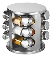 Porta Condimentos Giratório com 12 Potes Inox